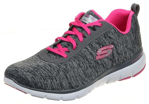 Skechers Flex Appeal 3.0 Insiders, Zapatillas Mujer, Charcoal Hot Pink, 37 EU