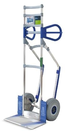 Vollmontierte EXPRESSO Alu Profi- Sackkarre zum Transport von Zwei Getränkestapeln nebeneinander AE243811025 / 250kg / pannensichere Vollgummireifen/Schaufel L 23 x B 43 cm