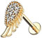 Piercingfaktor Universal Piercing Tragus Helix Ohr Cartilage Stab Labret Stecker Madonna Lippenpiercing Lippe mit Kristall Engelsflügel Gold 6mm