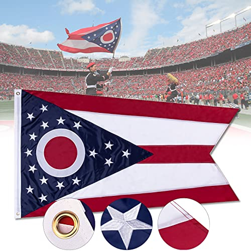 WOWFLAG Flagge, lebendige Farben, doppelt genäht, Leinenvorrichtung und Messingösen für Allwetter-Außenausstellung 3x5 FT Ohio