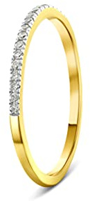 MIORE Anello Veretta Donna, Vero Oro Bianco Oro Giallo 9KT 375 Diamanti Naturali Ct. 0,08. Vera Eternity di brillanti, Fede anallergica.