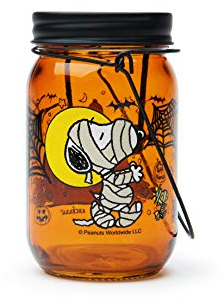 Excelsa Peanuts Halloween Laterne Teelichthalter, Glas, Orange, Dimensioni: 7,5 x H.13 cm