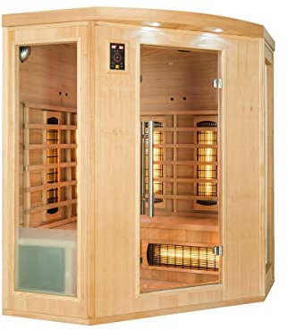 France Sauna - SN-APOLLON-Q3C - Sauna Infrarouge Apollon - Bouton on/Off - Purification de la Cabine par Ioniseur - Chromothérapie 7 Couleurs - 3/4 Places