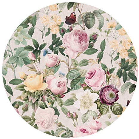 Runde Tapete selbstklebend Vintage Blumen Illustration XXL 122x122cm