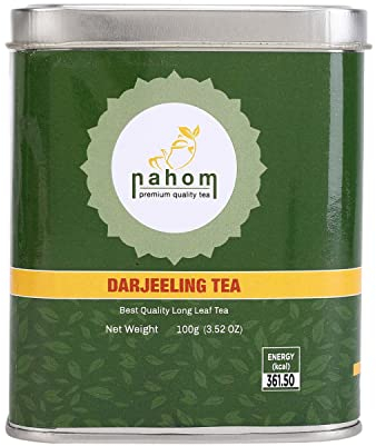 NAHOM Premium Darjeeling Loose Leaf, Black Tea, Himalayan Black Tea - Flowery, Aromatic & Delicious, Picked & Packed in India Champagne of Tea | 3.53oz, 100g - TIN