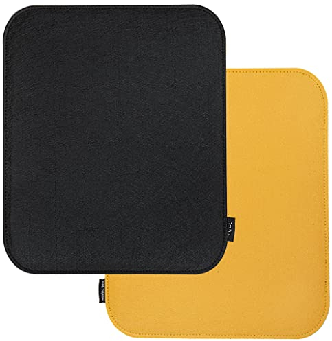 FilzGut (Schwarz/Gelb 2er Set sitzkissen Büro oder Outdoor 40x33 Filz Sitzauflage Filz Stuhlauflage für Haus und Garten Designer