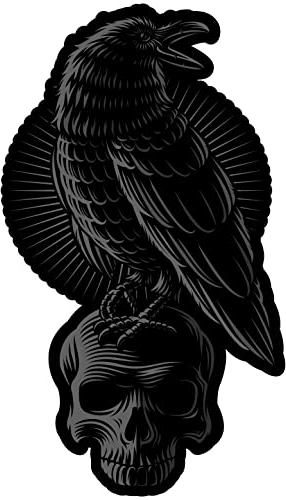 Samunshi Rabe mit Totenkopf Aufkleber Autoaufkleber für Motorrad Fahrrad Roller oder Auto Sticker Kraftsport Krähe Vogel Skull (11x20cm Rabe mit Totenkopf)