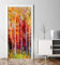 MyMaxxi - Tür bekleben mit Türtapete Türposter Türfolie Selbstklebend 90x200 bunt gemalter Wald - Tür verschönern Türaufkleber Türklebefolie Zeichnung Bäume orange