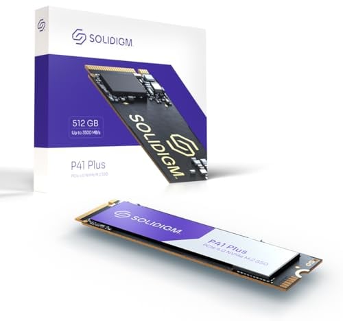 Solidigm™ P41 Plus Series Disque SSD Interne 512 Go Gen 4 NVMe 4.0 x4 M.2 SSD 2280 3D NAND Disque Dur SSD Interne (512 Go, M.2 80 mm, PCIe 4.0 x4)