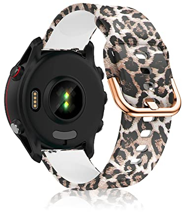 SeNool 18mm Bracelet pour Huawei Watch GT 4 41mm/Garmin Venu 3S/Venu 2S, Silicone Bande Band pour Garmin Forerunner 265S/Forerunner 255S Music/Vivoactive 4S 40mm/Vivomove 3S 39mm - Leopard