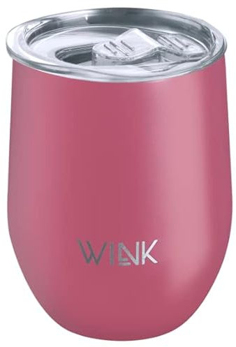 WINKbottle WINK Thermobecher 350ml aus Edelstahl – Auslaufsicher und BPA-frei – Isolierbecher für Kaffee, Tee und Kaltgetränke – Kaffeebecher To Go mit Deckel – Reisebecher für unterwegs - Rosa