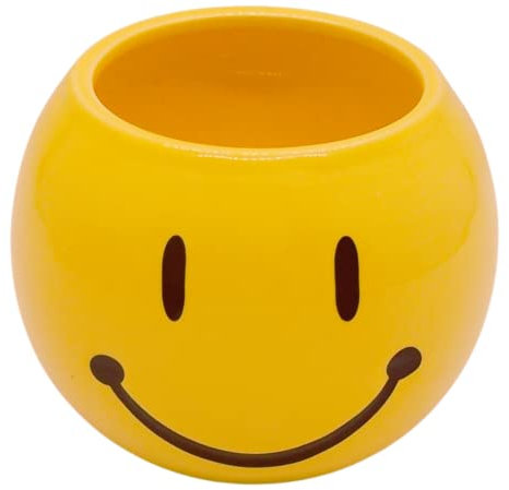 Wowser Yellow Happy Face Plant, Fun Unique Decor, Cute Freestanding Tabletop Decoration, 5 Inches