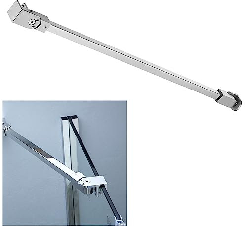Stainless Steel Frameless Shower Door Fixed Panel Wall to Glass Support Bar for 1/4 to 3/8 Thick Glass by KAFENDA (500mm / 19.7, Polished Chrome)