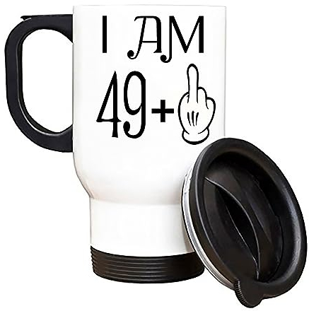 Crunchy Carrots 50th Birthday Gift idea, Turning 50 Years Old Funny Rude Joke Birthday Celebration Cup for Men and Women14 oz Stainless Steel Insulated Travel Mug (49+1 White)