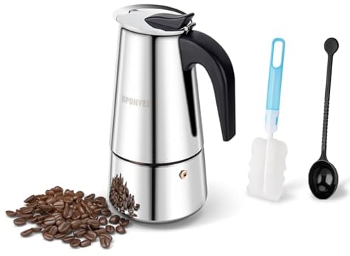 UPOHYEE Caffettiera Italiana induzione Acciaio Inox 6 Tazze 300ml Applicabile a tutte le stufe Piano cottura a induzione piano cottura in ceramica fornello a induzione Moka Caffettiera