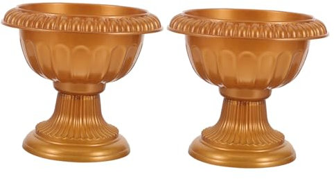 Milisten 2pcs European Roman Basin Plastic Roman Pillar Column Planter Road Flower Stand Planter Outdoor Trumpet Planter Column Flower Pot Home Décor Urn Vase Household Wedding Props