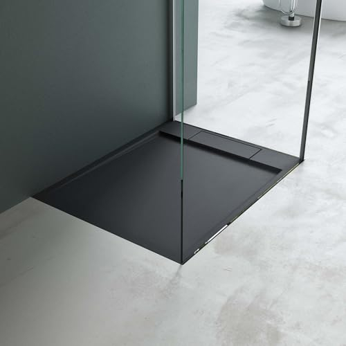 Mai & Mai Duschwanne 80x100x4cm Duschtasse aus Mineralguss Mineralgusswanne Anthrazit Matt Geoma04