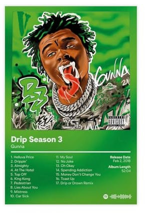 Drip Season 3 – Musikalbum-Poster, Leinwand, Poster, Schlafzimmer, Dekoration, Sport, Landschaft, Büro, Raumdekoration, Geschenk, ungerahmt, 20 x 30 cm