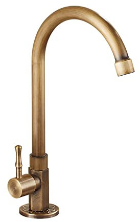 Laiton antique col de cygne classique levier unique eau froide robinet d'évier de cuisine robinet extérieur finition brossée en bronze