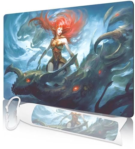 Nkddert MTG Playmat, Playmats for TCG 24 x 14 MTG Play Mat with Free Storage Bag for Cards Game Play Waterproof and Non-Slip Gaming Playmat (Crocodile Beauty MTG Playmat)