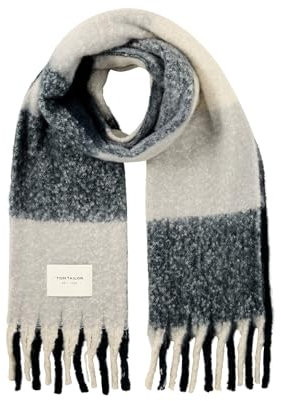 TOM TAILOR Damen Schal mit Karomuster,36256 - navy creme check, ONESIZE