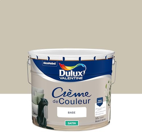 Dulux Valentine Crème de Couleur - Peinture multi-supports intérieure - Satin Grain de Sable 10 L
