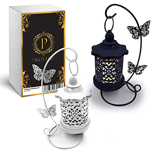 PROLUXE® Kerzenhalter Vogelkäfig Deko Schwarz & Weiß 2tlg Design - Premium Qualität Käfig Kerzenständer aus hochwertigem Metall - 2er Set Geschenkartikel Dekoration Vintage