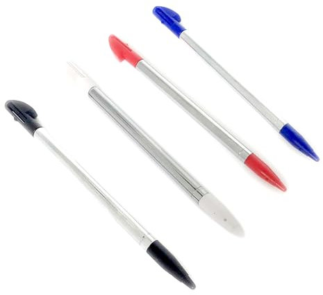 Lot de 4 stylets télescopiques de rechange pour console de jeu 3DS XL LL 3DSLL 3DSLL Rouge/blanc/noir/bleu