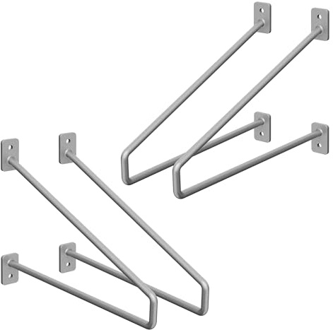 ML-Design 4 Stück Regalhalterung, 265 mm, Silber, aus Stahl, Haarnadel Regalhalterungen, Schwebe Regalwinkel, Hairpin Wandhalterung, Regalträger für Wandmontage, Industrielles Wandregal, Wandkonsole