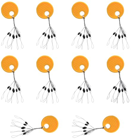 GroveEss 60 PCS Oval Float Stops,Durable Small Rubber Fishing Rigs Line Stops, 6 in 1 Black Fishing Rigs Line Stops,Fishing Rigs Leader Fishing Ledgers Accessories