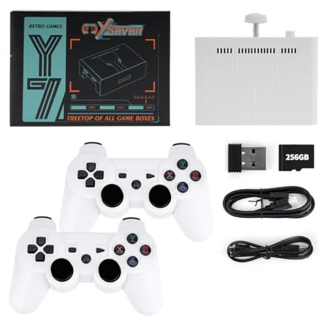 NULA Y7 Game Stick 4K, 4K HD Home Arcade Retro Spielekonsole, 64G +256G Eingebaut 12000+Spiele & 2.4G Wireless Dual Handle, HDMI Plug and Play Videospielkonsole für TV Game Liebhaber