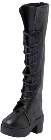 Amagogo 1/3 BJD Puppenschuhe BJD Lange Stiefel,Mode,Anzieh,High Heel Schuhe,PU Lederschuhe für 24 Zoll Puppe DIY Geschenk Accessoire, Schwarz