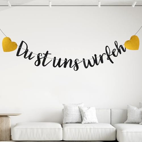 Abschiedsparty Girlande Deko, Glitzer Ruhestand Girlanden, Du wirst Uns Fehlen Banner, Abschluss Dekorationen Schwarz Gold für Abschieds und Rente Party Jobwechsel Wegziehen