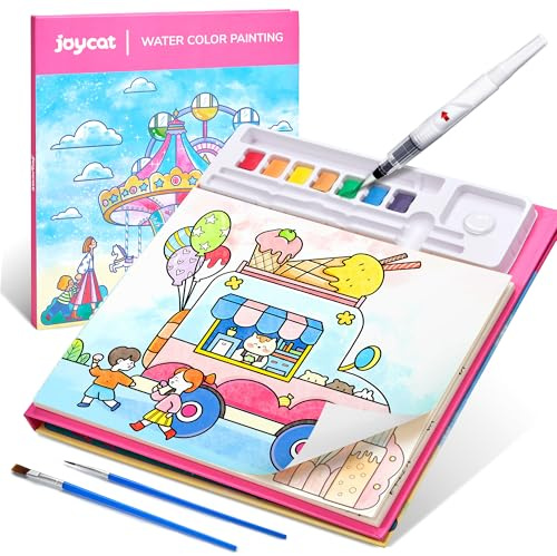 JoyCat Paint with Water Coloring Books for Toddlers (Light Rose Red) | Watercolor Painting Set for Kids Ages 3-5 & 4-8, Arts & Crafts Drawing Activity Travel Toy, Birthday Gifts for Boys & Girls