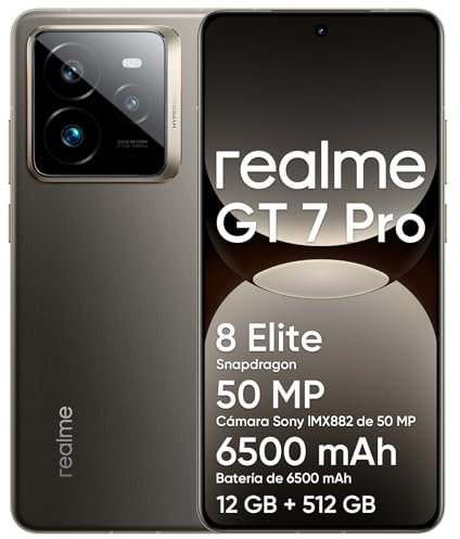 realme GT 7 Pro 5G Smartphone 12+512 GB, Processore Snapdragon 8 Elite, Fotocamera AI Ultra-clear Snap, 6,78 120Hz Display RealWorld Eco, Batteria da 6500 mAh, IP69, Android 15, Grigio(no adapter)