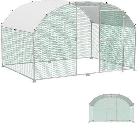 YRHome 3x2x2m Freilaufgehege Hühnerstall Haustierkäfig aus Metall Geflügelstall Hühnerhaus Bogenform Design mit Sonnenschutzdach Winterfest für Hühnerkäfig Haustierkäfig Vogelkäfig Kleintiere