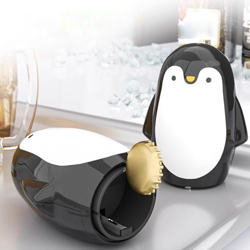Penguin Bottle Opener,Portable Penguin-Shaped Push Down Magnetic Beer Bottle Openers, Automatic Stainless Steel Pop The Top Cap Opener for Home Bar Camping,Portable Cute Penguin Shaped Press