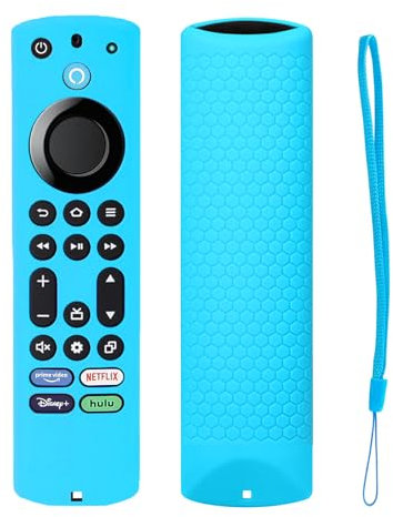 TOKERSE Silikon-Schutzhülle für Fire TV Stick 4K Max 2nd Gen/Toshiba/Insignia/Pioneer/Omni Series Fire TV Alexa Voice Remote Enhanced, rutschfeste Schutzhülle mit Umhängeband, Blau