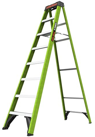 Little Giant A-FORCE Fiberglass Step Ladder – 150kg Load, Comfort Treads, Tool-Ready Top Cap, EN131 Professional (8 Tread)