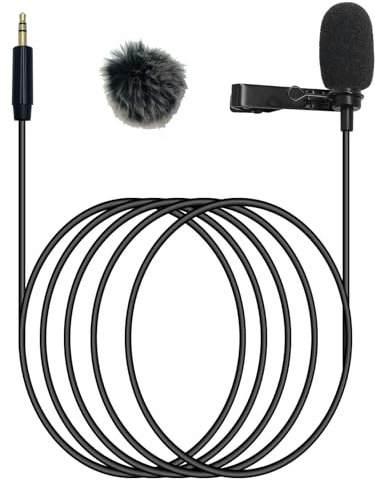 NewTH Lavalier Lapel Microphone Condenser Mic Condenser Wired Clip On Lav Mic (Straight 3.5mm TRS Plug for DJI and for Rode)