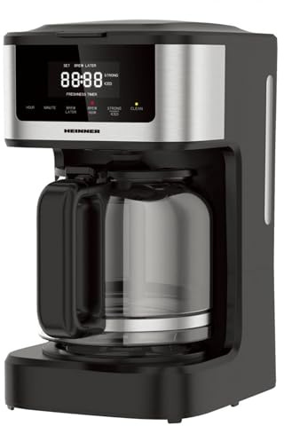 HEINNER HCM-DD900BKSS Digitale Kaffeemaschine mit 12 Tassen, Touch-Bedienung, Timer, Heiß- & Kaltbrühfunktion, Selbstreinigung, Tropfstopp, 900 W, Edelstahl, 3 Jahre Garantie