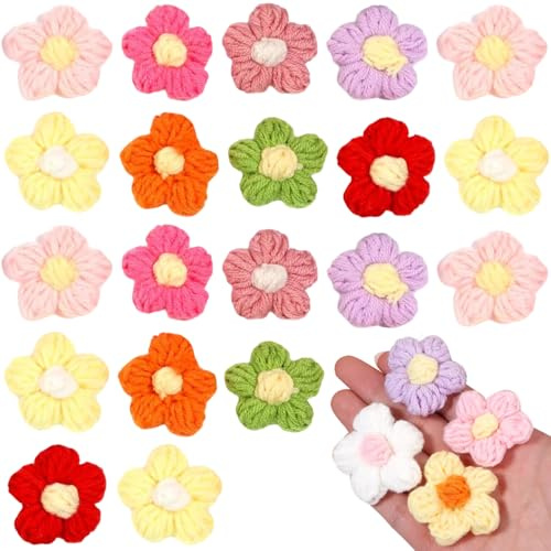Broches à Fleurs en Crochet, 20 pièces, Jolies Fleurs au Crochet pour Rideau de Sac à vêtements, Pendentif en Plastique de Couleur aléatoire, Broche