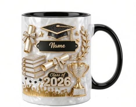 Personalized Graduation Gift 3D Effect Coffee Mug, Personalized Graduation Coffee Mugs Class of 2026 with Names for Women, Customized Graduation Gifts for Daughter from Mom Dad
