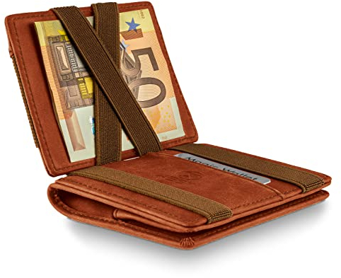WEST - Magic Wallet (Klassiker) mit großes Münzfach - inklusive edler Geschenkbox - Geldbeutel mit Münzfach - Der perfekte Begleiter für unterwegs - RFID Datenschutz (Ruby)