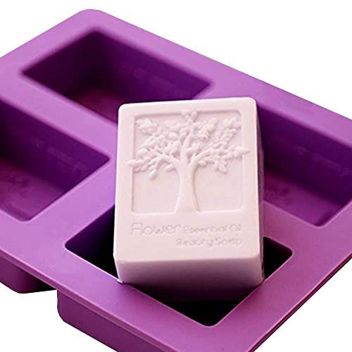 E2O Tech - Moule à savon Arbre de vie rectangulaire avec 4 cavités - Moule à savon en silicone et de résine - Moule pour la fabrication de savons fait maison.