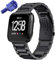 PINHEN Kompatibel mit Fitbit Versa 2 Armband -Edelstahl Metall Ersatzband für Fitbit Versa 3/Sense/Versa Lite(Black)