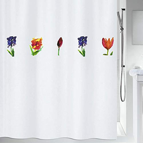 Spirella Anti-Schimmel Duschvorhang - Anti-Bakteriell, waschbar, wasserdicht, Polyester, „Mano“ 180x200cm Weiß