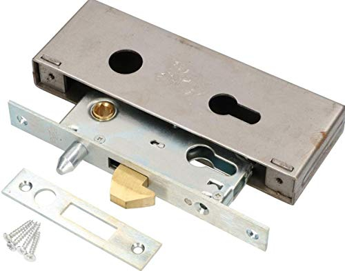 KOTARBAU® Cerradura para embutir para bombín, Cerraduras para puertas correderas 72/30, Cerradura de gancho con caja, Cerradura de acero inox, Cerrojo pico de loro, Herraje de seguridad para puertas