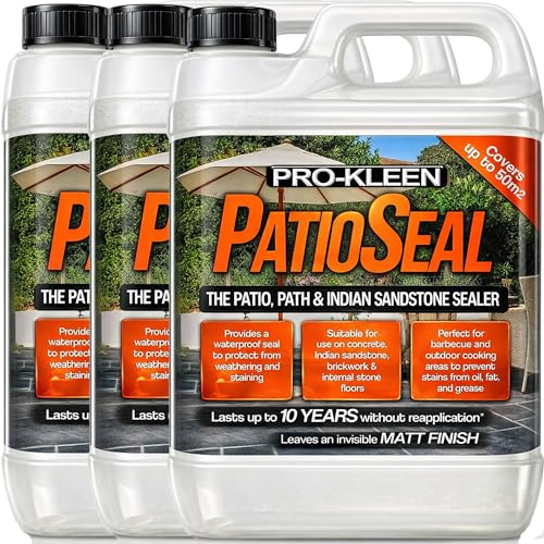 Pro-Kleen PatioSeal Matt Patio Sealer/Sealant (15 Litres) for Indian Sandstone, Concrete, Paths, Patios, Slate, Brick, Indoor/Outdoor Hard Floor - Lasts up to 10 Years (3 x 5 Litres)