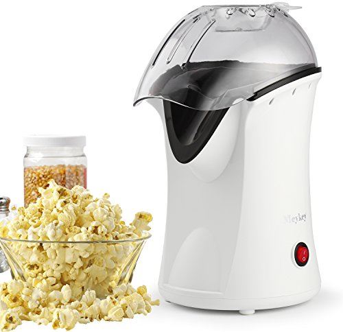 Nictemaw Popcornmaschine 1200W, Heißluft Popcorn Maker, Weiß, Kunststoff, Ohne Fett, Mit Messbecher und Abnehmbarem Deckel, Ideal für Zuhause, Büro, Picknick, Camping